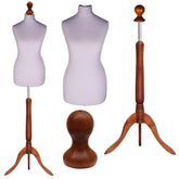 Display Guru Female Uk Size 6/8  Dressmakers Tailors Dummy Mannequin, Silver Torso Bust With Dark Wood Tripod Stand